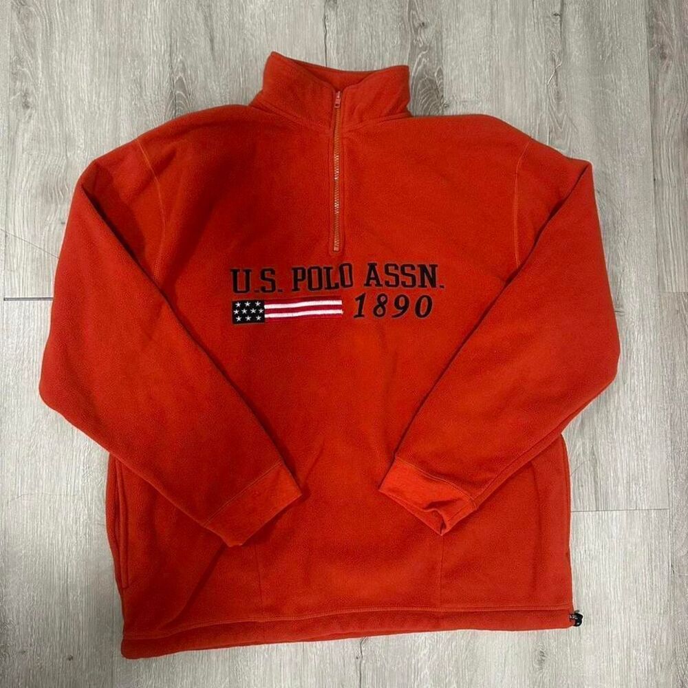 US POLO ASSN fleece quarter zip orange
